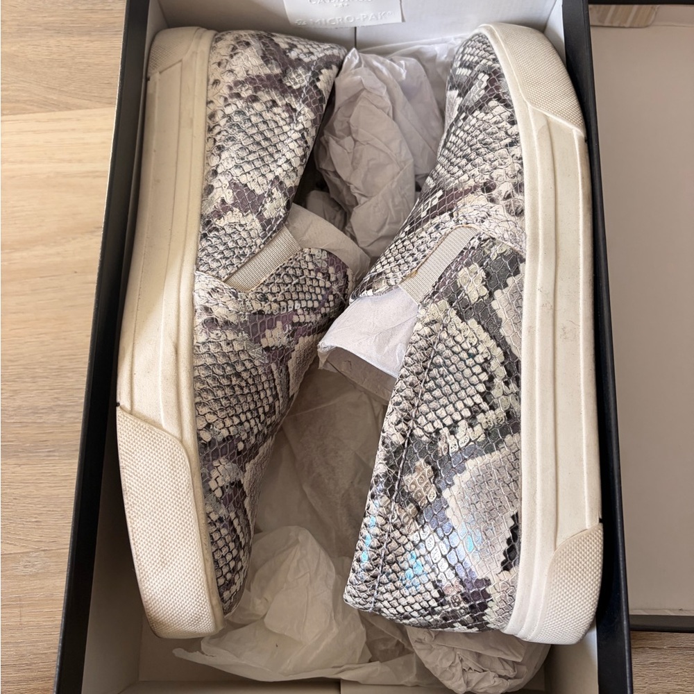 Macy's Snakeskin Slip-On Sneakers - Gray and White